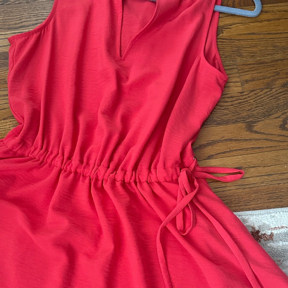 Anne Klein Coral Sleeveless Midi Dress with elastic tie waist - barely worn - Picture 6 of 6